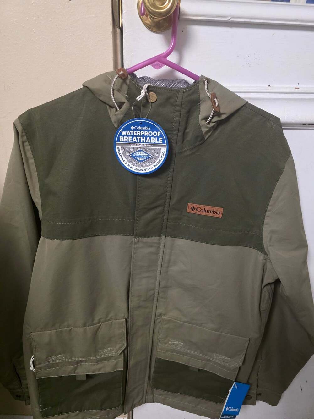 Columbia Omni-Tech Waterproof Hooded Jacket Size S Green